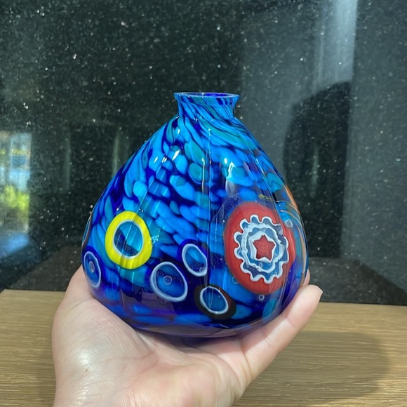 Beautiful Murano Glass Blue Multicolor Small Vase - Picture 9 of 11